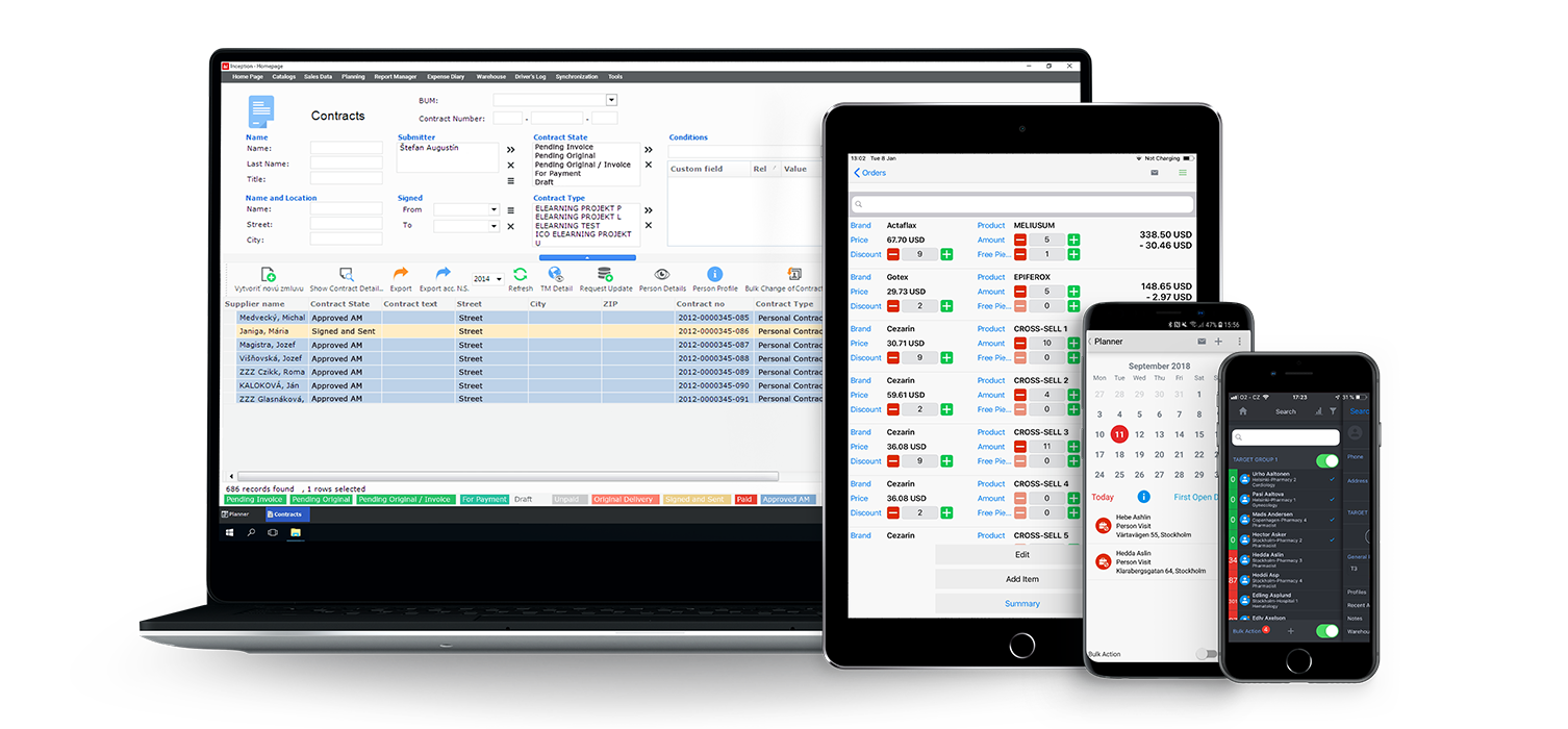 screenshot of Inception CRM